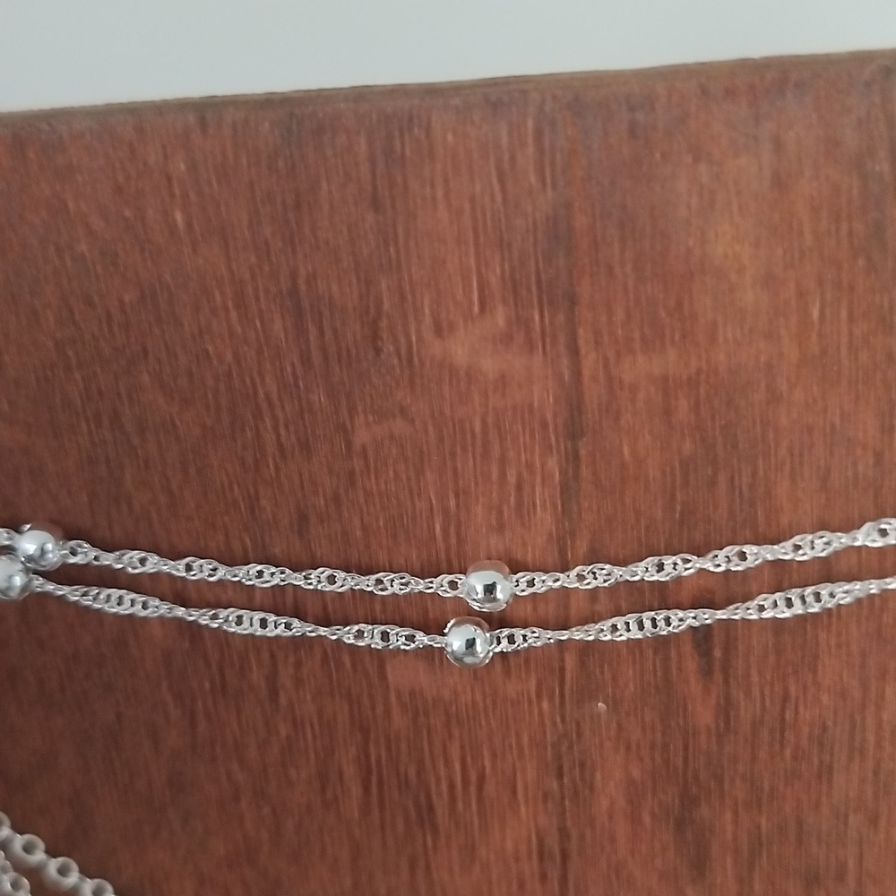 Double chain ball anklet silver